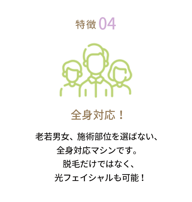 特徴04全身対応！